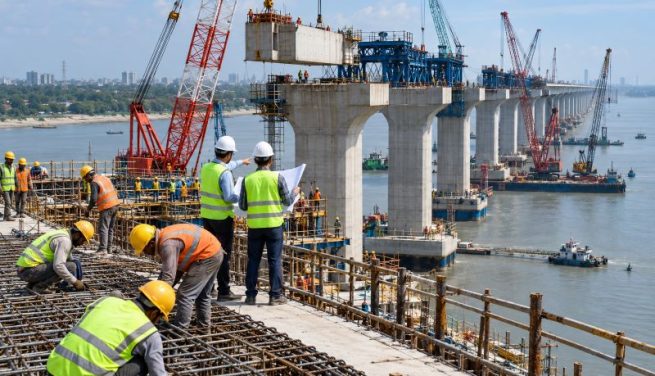 Bridge Building Over the River